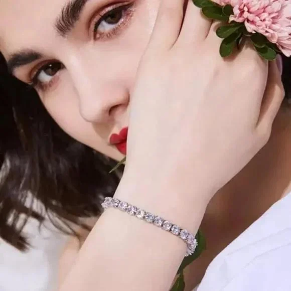 NEW 925 STERLING SILVER ROUND TENNIS BRACELET, NICE BRACELET, CUTE BRACELET - Picture 2 of 6